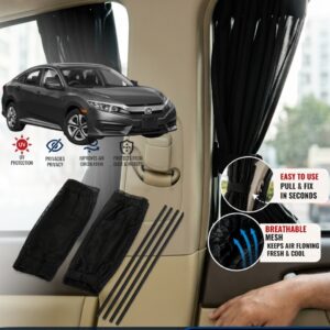 Honda Civic 2016-2021 Custom Fit Retractable Curtains Sliders Railing