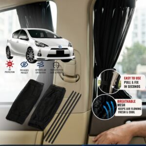Toyota Aqua Custom Fit Retractable Curtains Sliders Railing