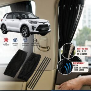 Toyota Raize Custom Fit Retractable Curtains Sliders Railing
