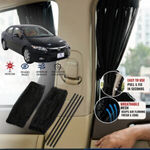 Honda Civic 2012-2015 Custom Fit Retractable Curtains Sliders Railing
