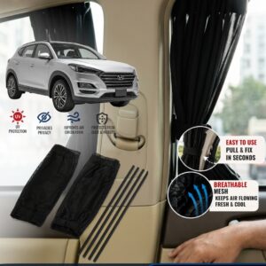 Hyundai Tucson 2020-2024 Custom Fit Retractable Curtains Sliders Railing