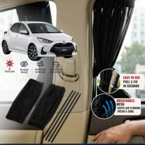Toyota Yaris Hatchback Custom Fit Retractable Curtains Sliders Railing