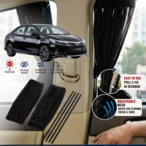Toyota Corolla 2014-2025 Custom Fit Retractable Curtains Sliders Railing